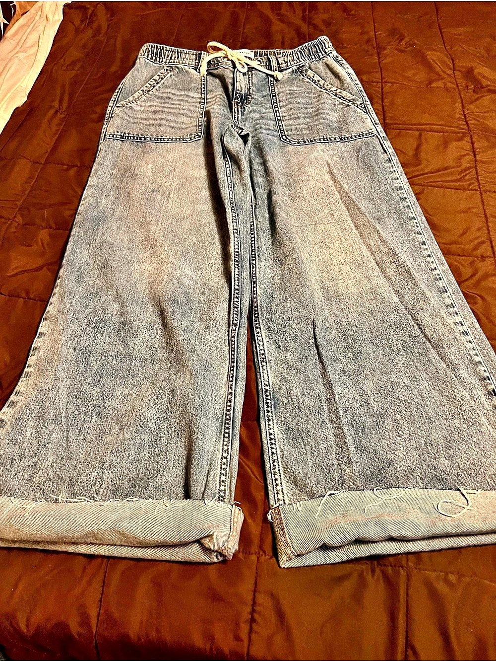 Lucky Brand Patch Pocket Pull On Wide Leg Jeans in Blue - Picture 5 of 5